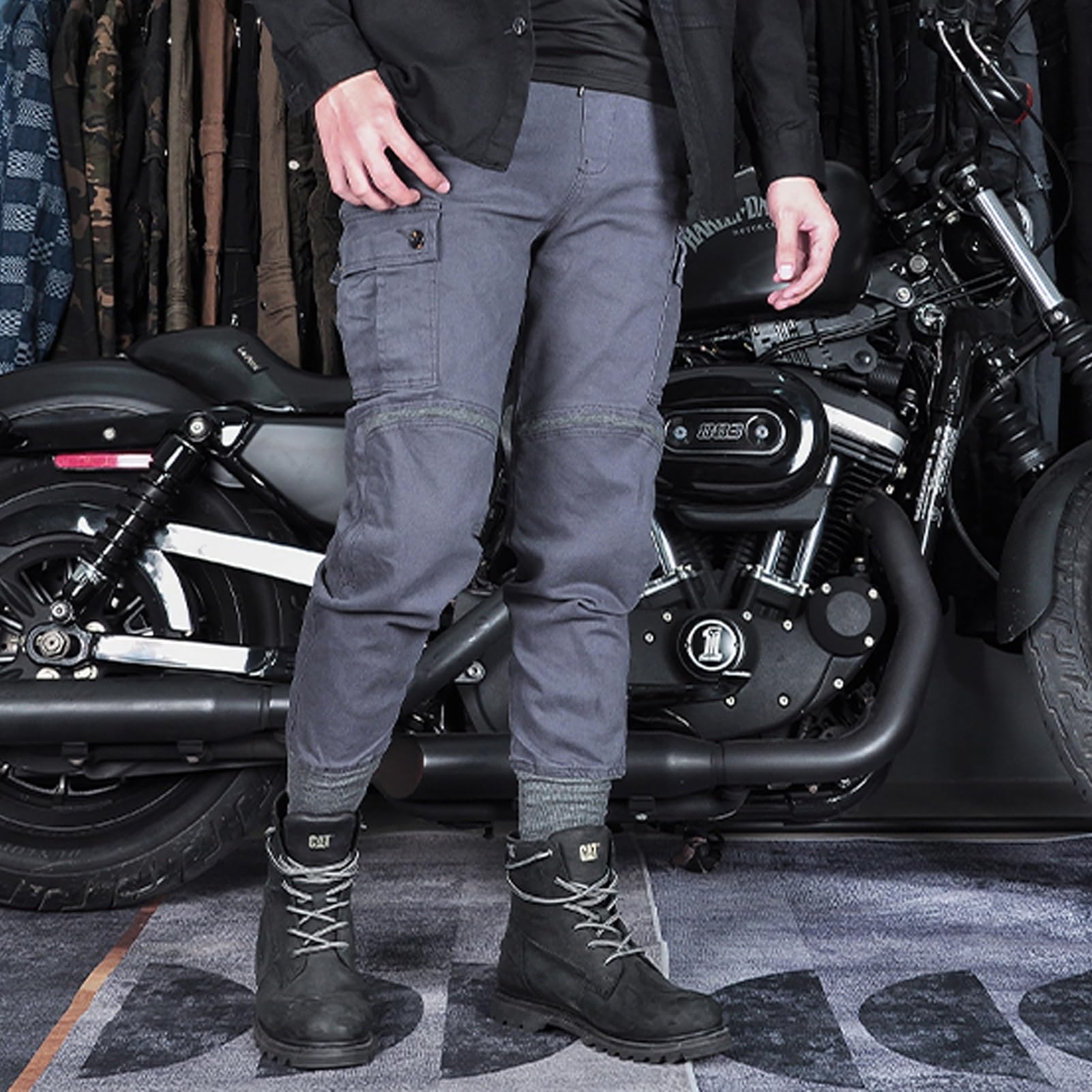 Amazon.co.jp: メンズバイクパンツ アラミド繊維で強化 強化バイカー